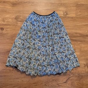 Worthington Skirt Blue Floral Lined Boho Small